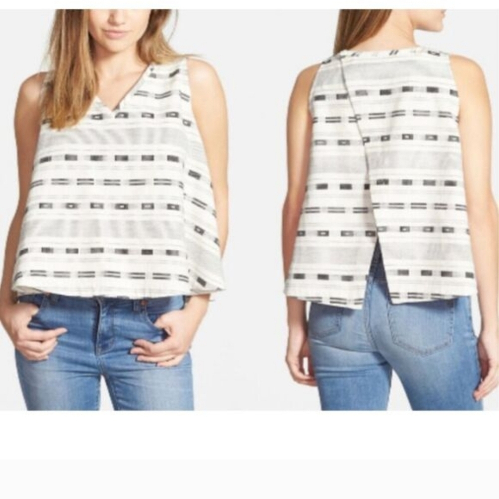 Madewell Striped Sleeveless Women's Top With Open Back And Button Details